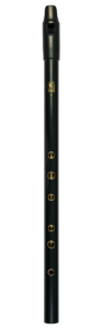 Full length, black and gold Howard low D whistle.