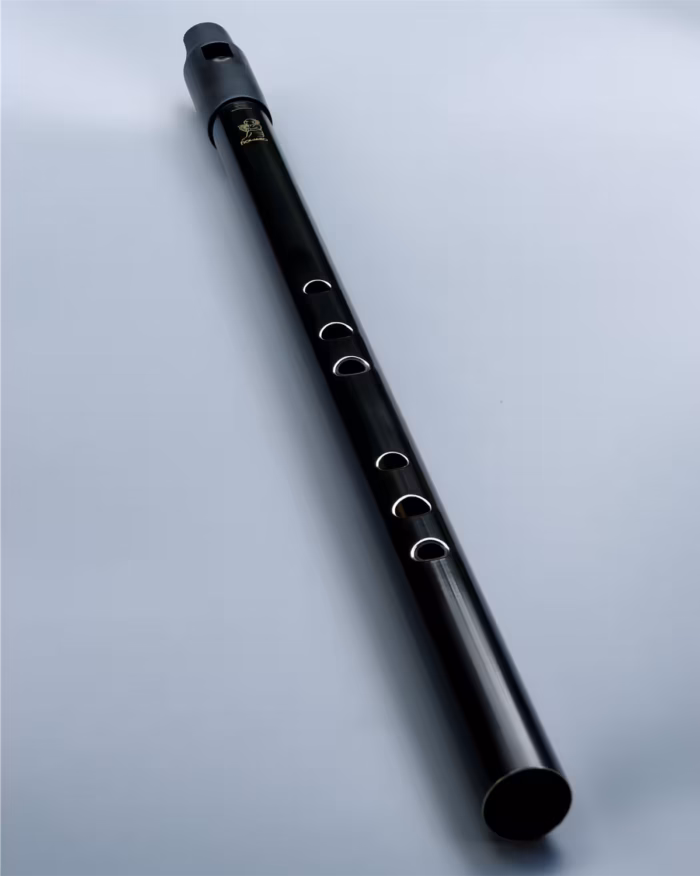 Howard Classic Low D whistle in Black Silk finish featuring patent-pending close finger spacing for improved ergonomic reach.